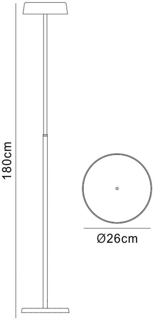 Mantra Noa Floor Lamp 2 Light 21W Down 9W Up LED 3000K, 3000lm, Touch Dimmer, Matt White/Beech, 3yrs Warranty