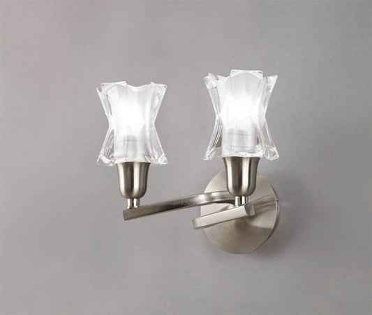 Mantra Alaska GU10 Wall Light Switched 2 Light L1/SGU10, Satin Nickel, CFL Lamps INCLUDED