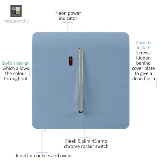 Trendi Artistic Modern Glossy 20 A Tactile Light Switch & Neon Insert Sky