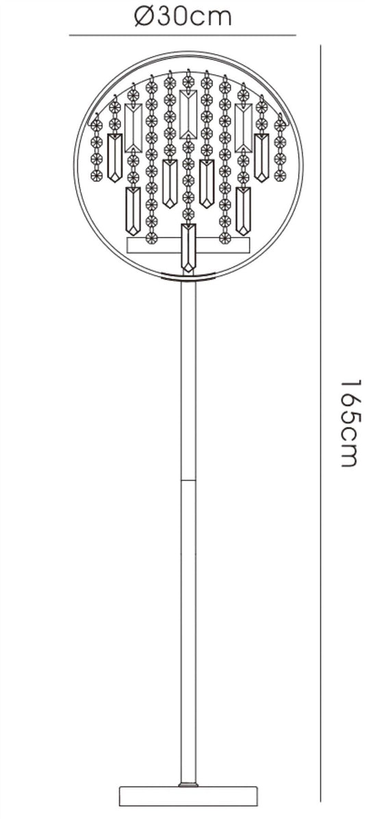 Diyas Geo Floor Lamp with Black Shade 9 Light G4 Polished Chrome/Crystal, NOT LED/CFL Compatible