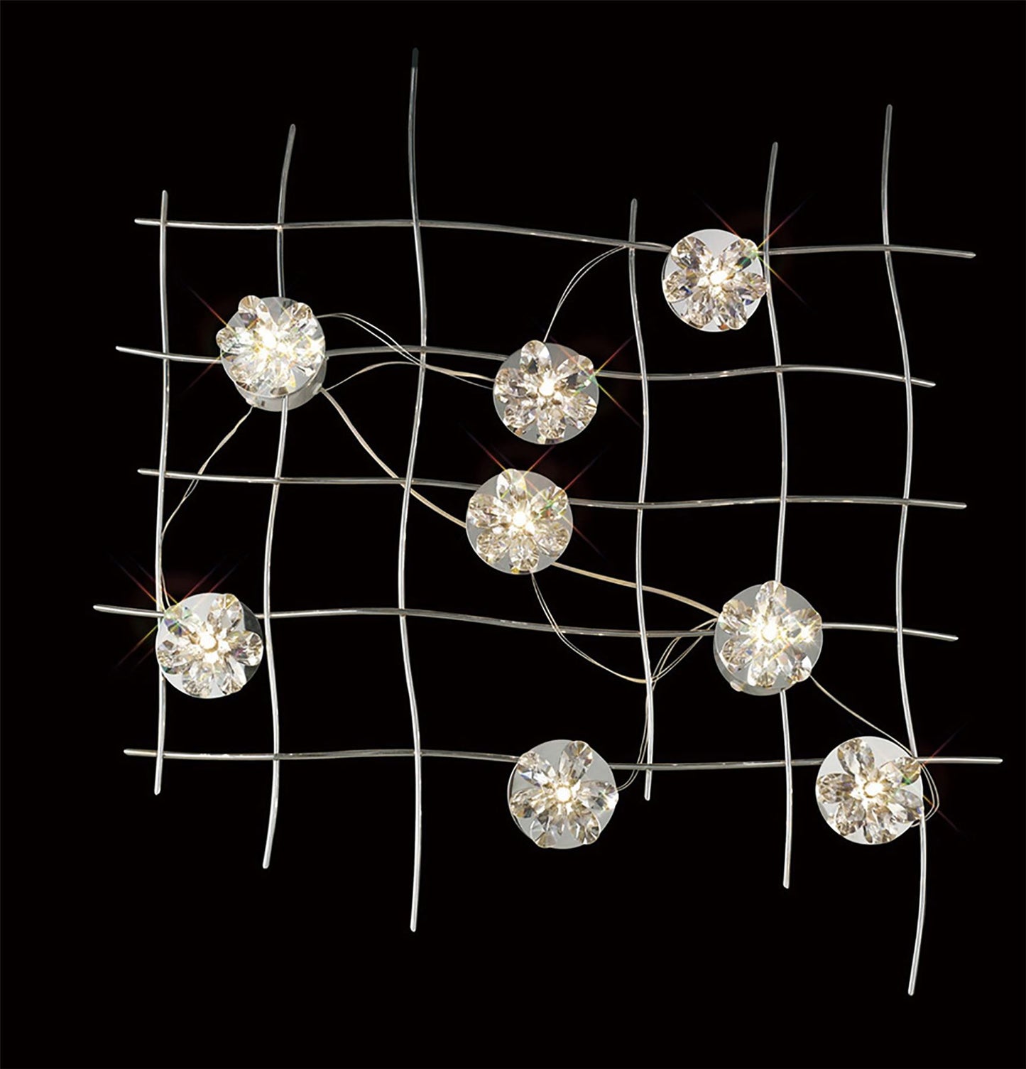 Diyas Home (DH) Aviance Illuminated Large Switched 8 Light G4 Wall Light Art Polished Chrome/Crystal, NOT LED/CFL Compatible