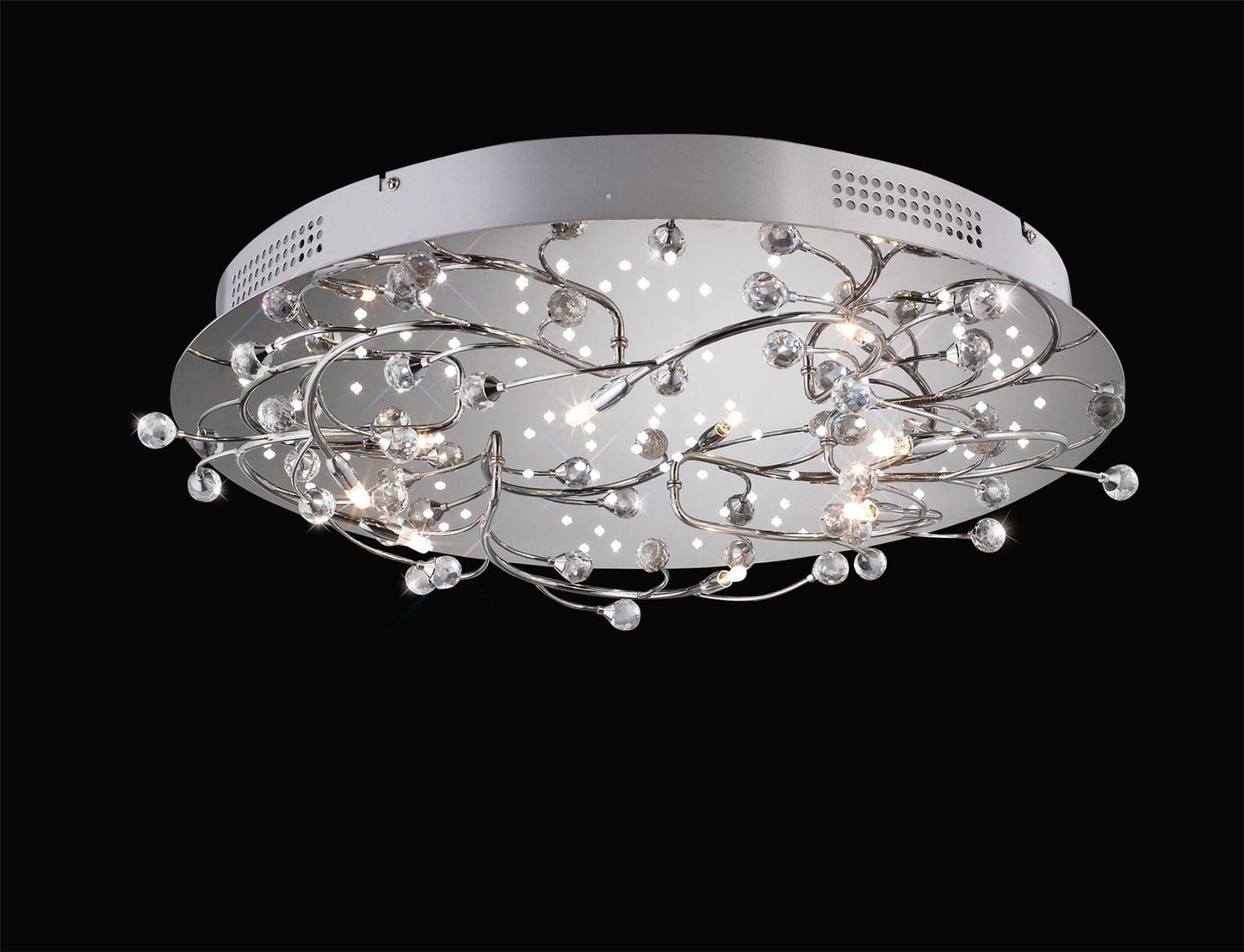Diyas Fia 59cm Flush Round 6 Light G4 with White LEDs Polished Chrome/Crystal, NOT LED/CFL Compatible Ceiling Light Fitting