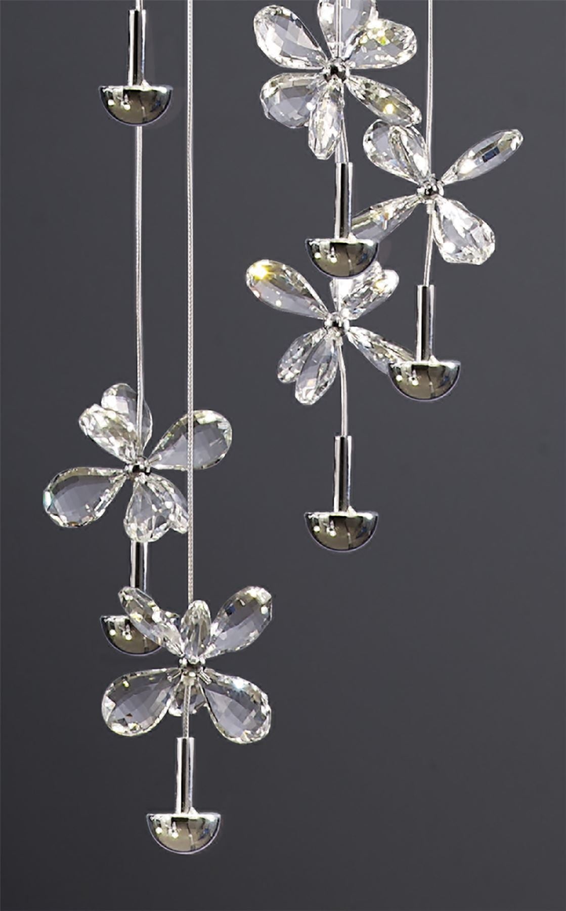 Diyas Aviva 60cm 20 Light 4000K LED Polished Chrome/Crystal Ceiling Pendant Light Fitting