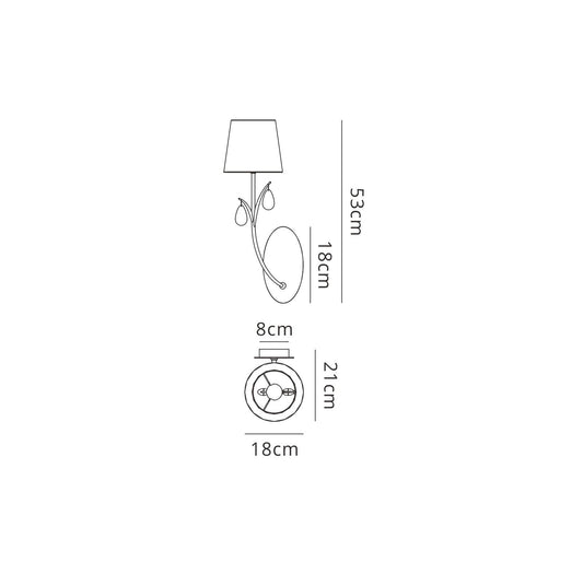 Mantra M6317 Andrea Wall Light, 1 x E14 (Max 20W), Polished Chrome, White Shades, Black Crystal Droplets
