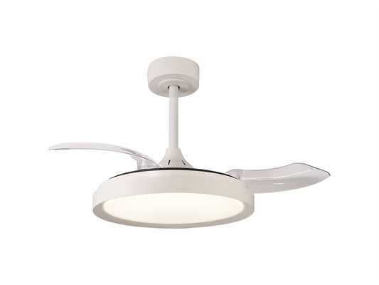 Mistral Mini 45cm 40W LED Dimmable Ceiling Light With Built-In 28W DC Fan, 2700-5000K Remote Control, 2500lm, White, 5yrs Warranty