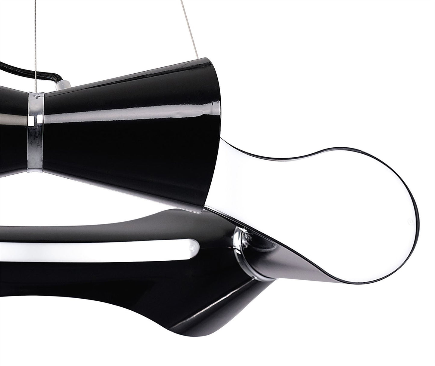 Mantra M1550 Ora Pendant 6 Flat Round Light E27, Gloss Black/White Acrylic/Polished Chrome