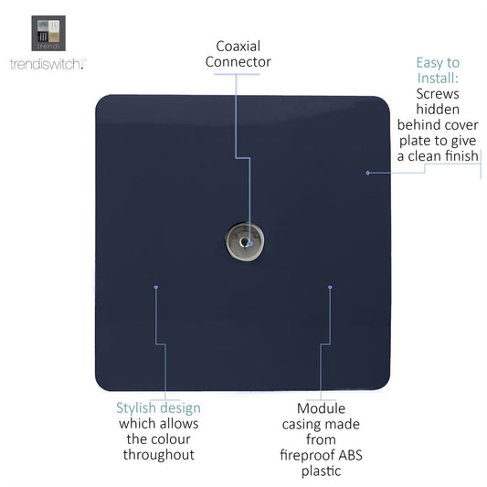 Trendi Artistic Modern Glossy Tactile TV Socket Navy