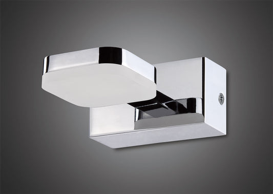 Mantra Fusion Gio Wall Light 1 Light 5W LED 3000K, 450lm, Polished Chrome/Frosted Acrylic, 3yrs Warranty