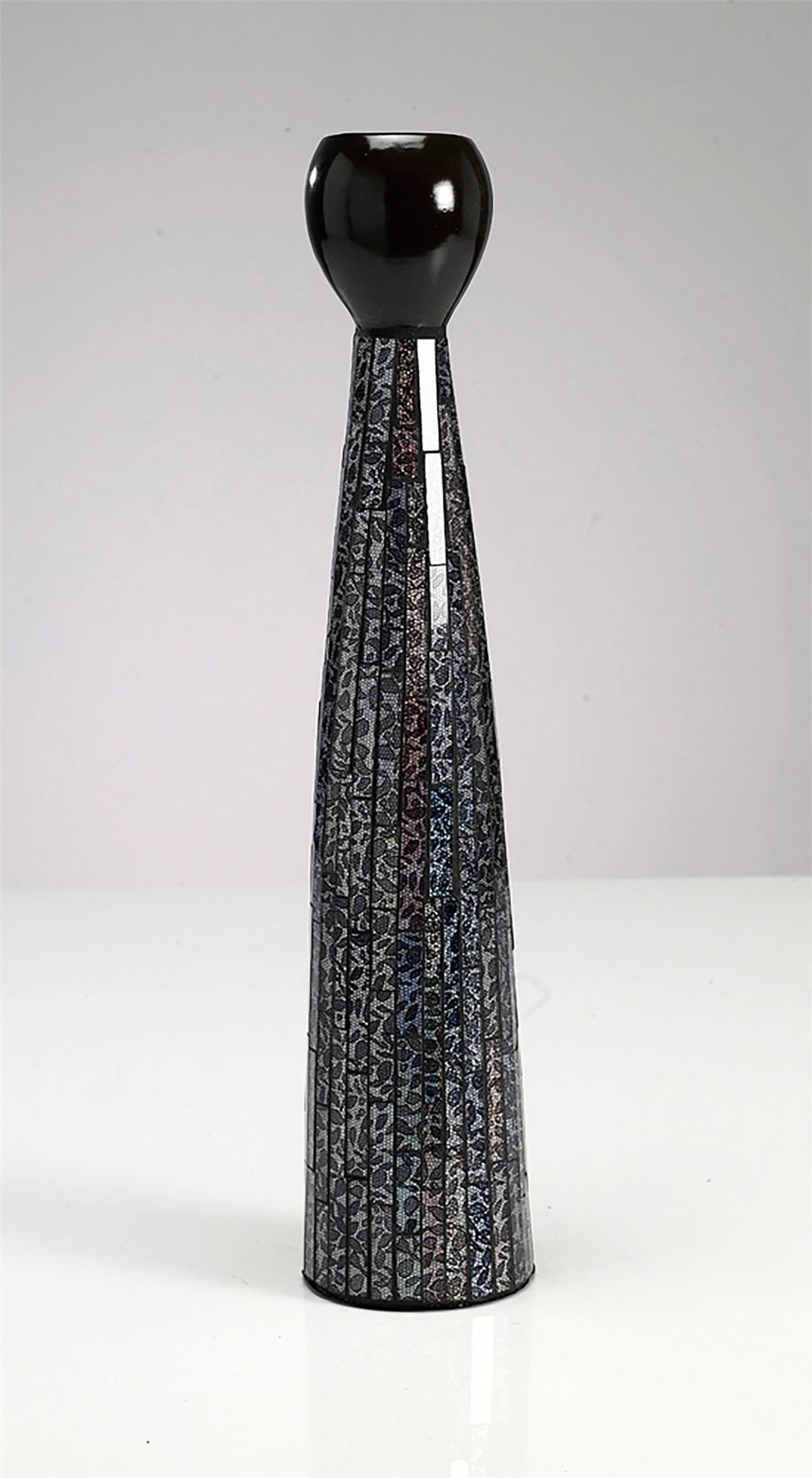 Diyas Home (DH) Silvia Mosaic Thin Vase Small Black/Chrome Mosaic