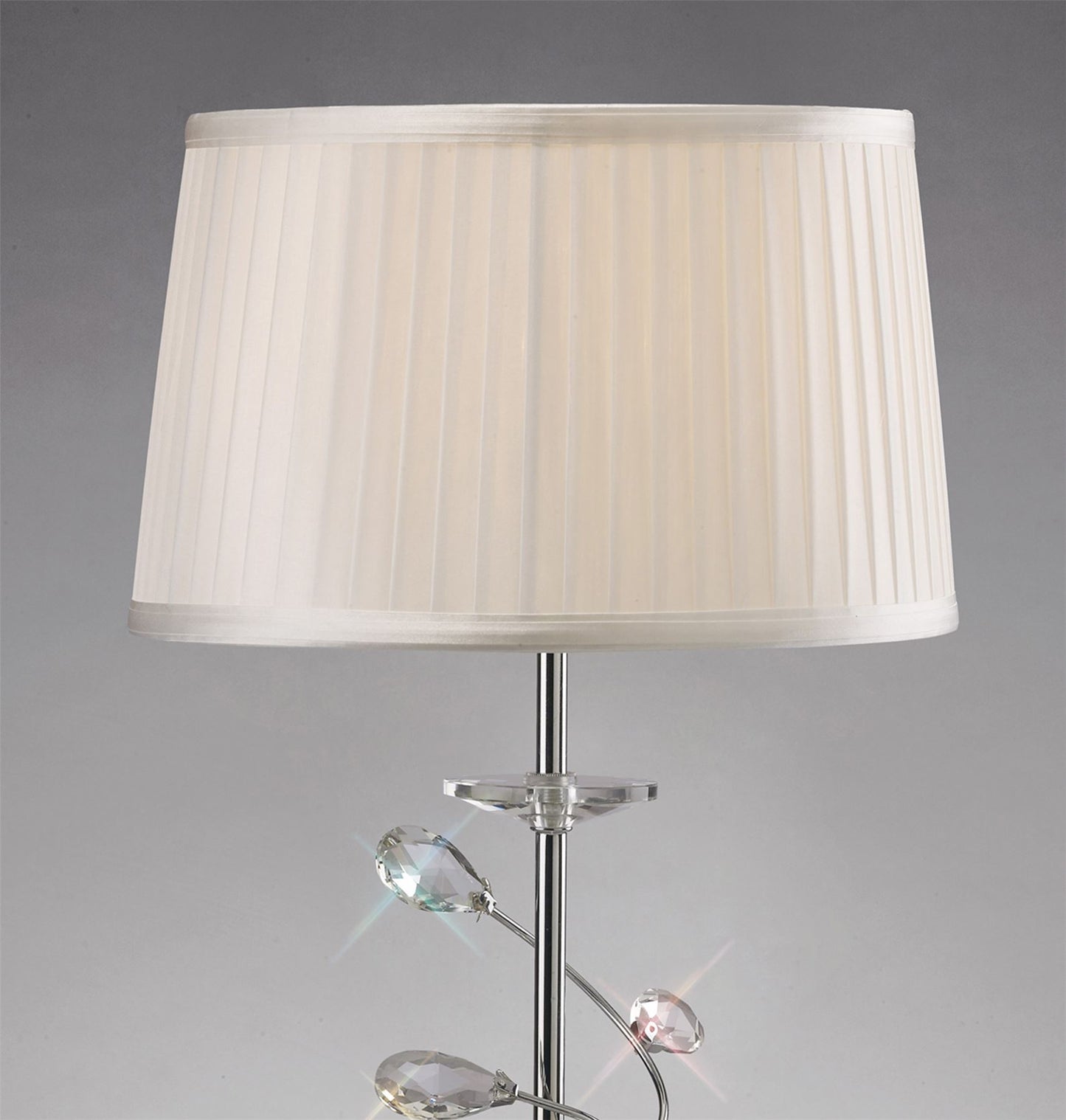 Diyas Willow Crystal Table Lamp with White Shade 1 Light E27 Polished Chrome