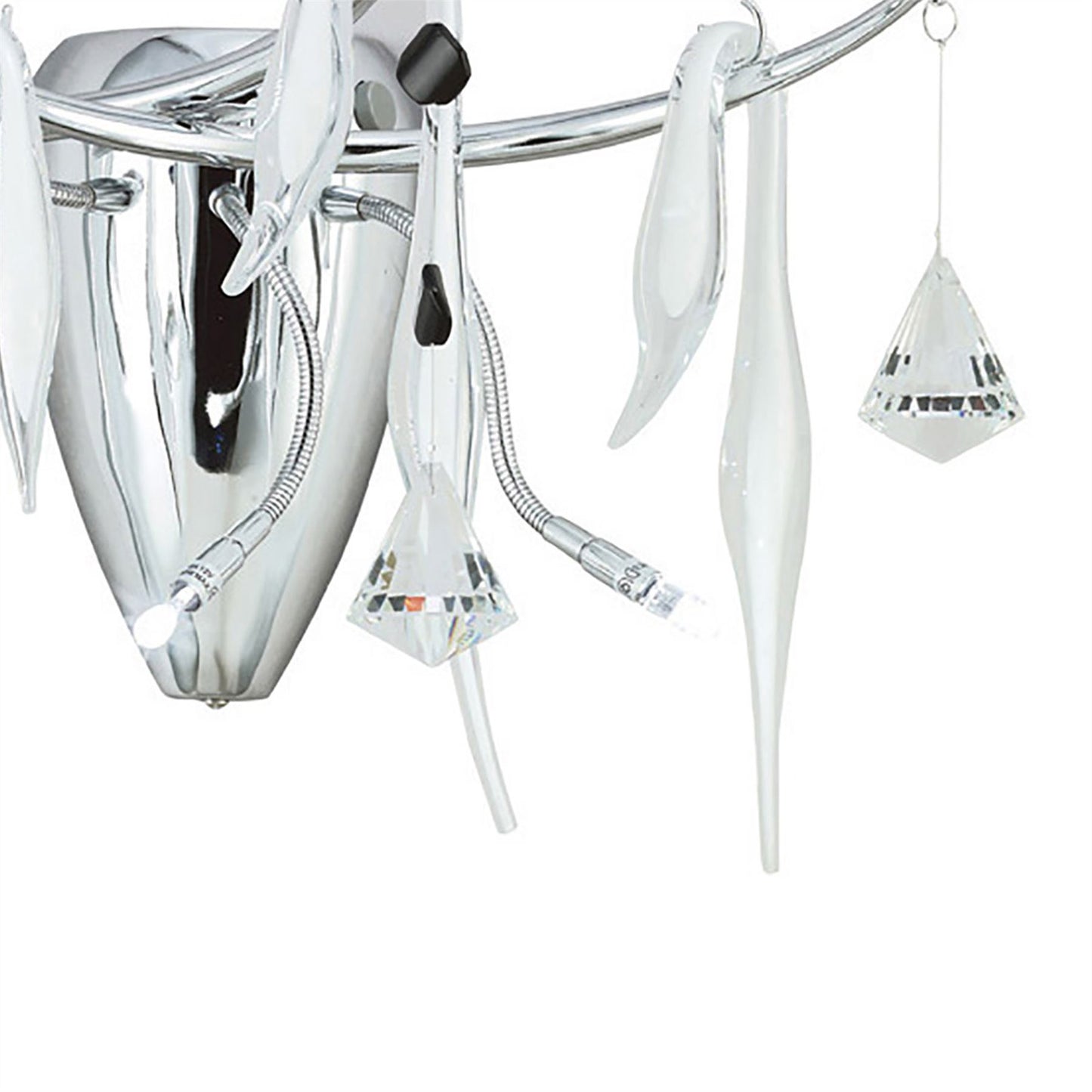 Diyas Cygnet Wall Light 3 Light G4 Polished Chrome/White Glass/Crystal, NOT LED/CFL Compatible