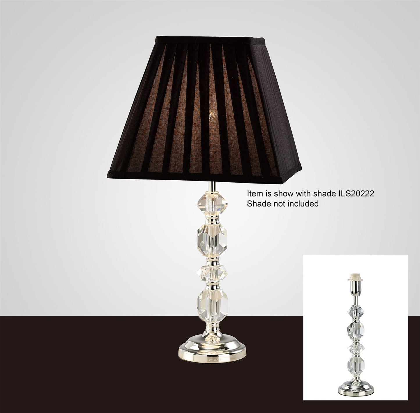 Diyas Dana Crystal Table Lamp WITHOUT SHADE 1 Light E14 Silver Finish