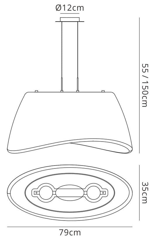 Mantra M1504 Cool Pendant 2 Light E27 Oval Outdoor IP44, Matt White/Opal White