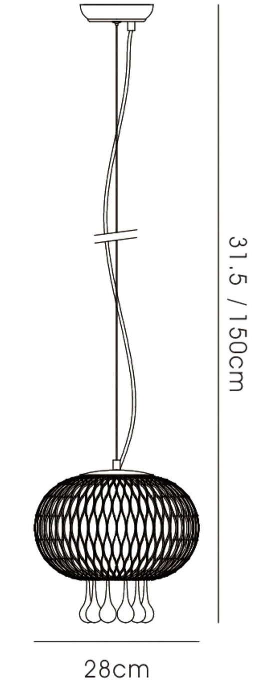 Diyas Chelsie 28cm Medium 1 Light E14 Polished Chrome/Clear Beaded Glass Ceiling Pendant Light Fitting