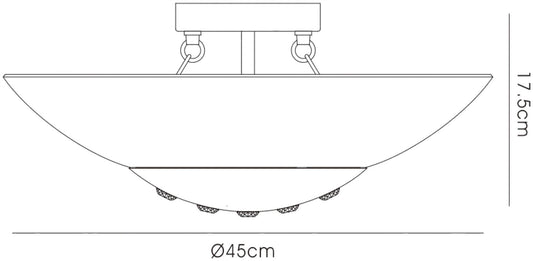 Diyas Amada 45cm Flush 6 Light G9, Polished Chrome/Opal White Glass Ceiling Light Fitting
