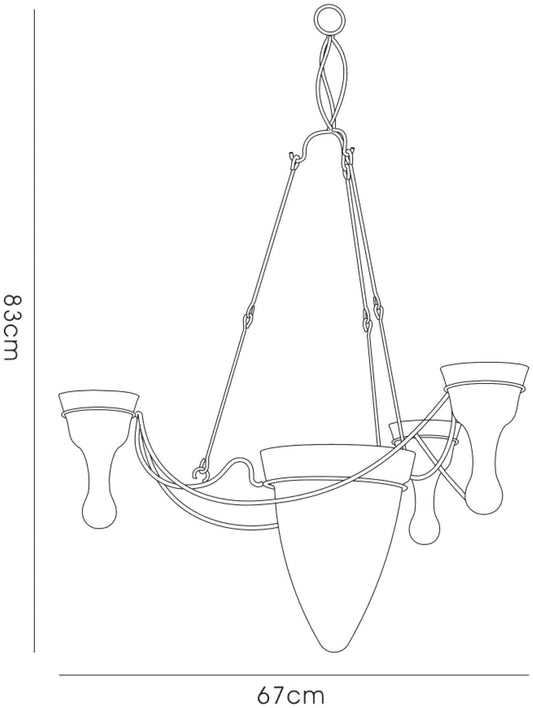 Diyas Home (DH) Tessa 3 Arm Polished Chrome/Clear Glass Ceiling Pendant Light Fitting