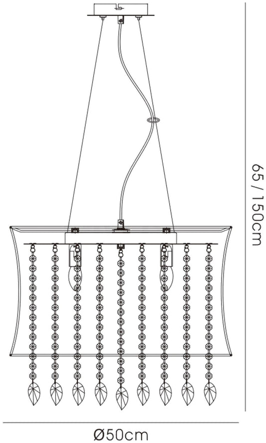 Diyas Niki 50cm 4 Light E14 with Brown Shade Polished Chrome/Coffee Crystal Ceiling Pendant Light Fitting