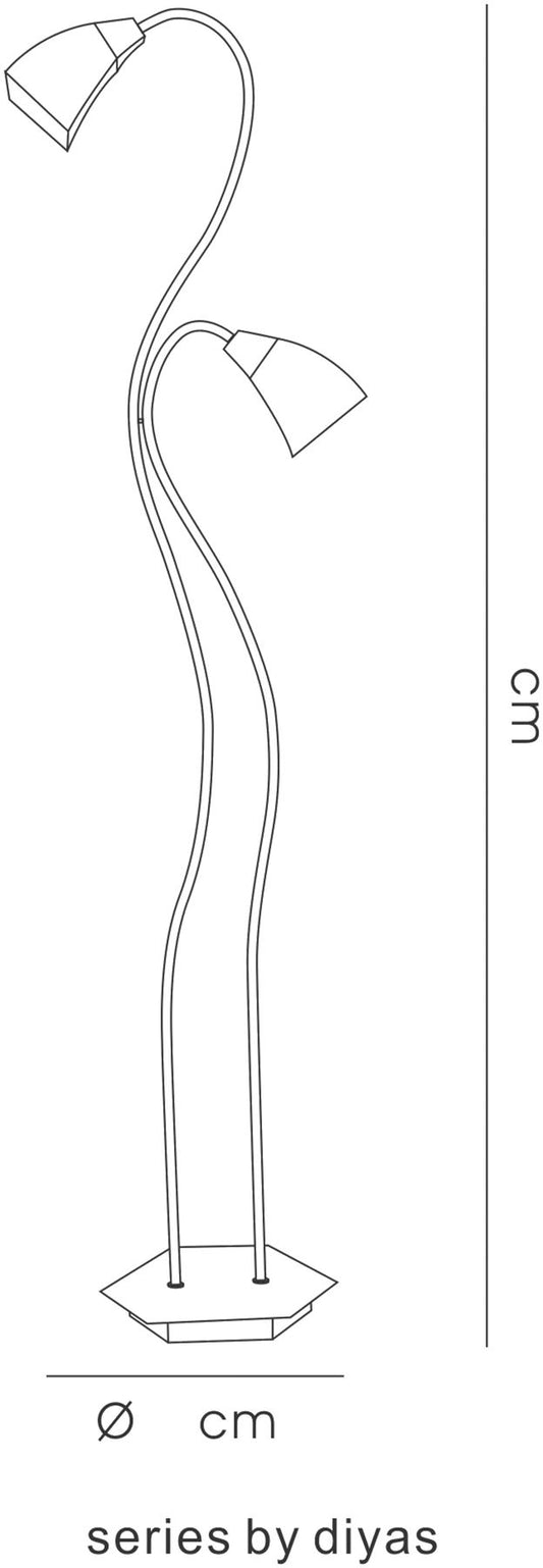 Diyas Chievo Floor Lamp with In-Line Dimmer 2 Light G9 Satin Chrome/Frosted Glass, NOT LED/CFL Compatible