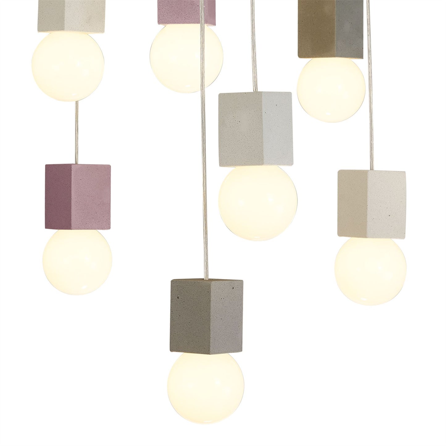 Mantra Galaxia 90cm Pendant Square, 15 Light E27, White/Grey/Red Cement, White Base & Cable, Item Weight: 19.4kg