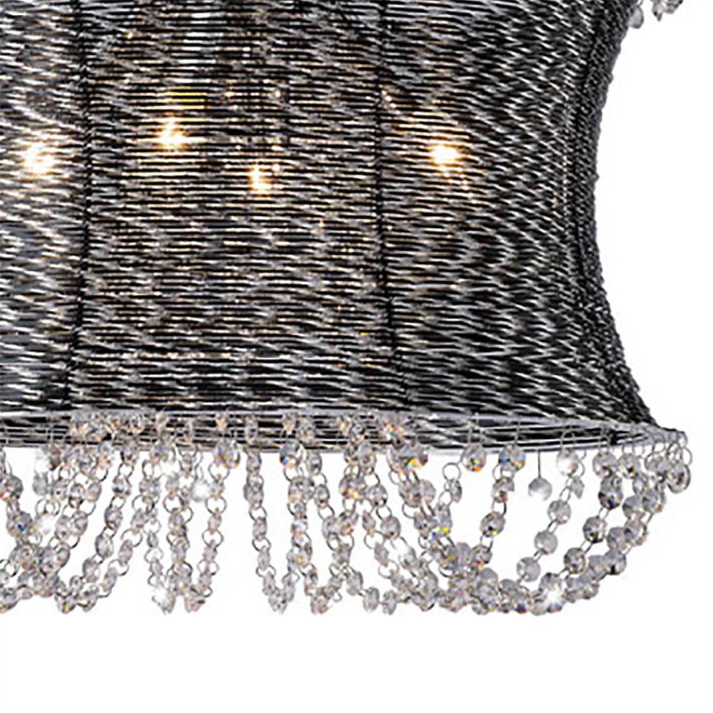Diyas Lanzo 49cm Round 4 Light E14 Black Chrome/Crystal Ceiling Pendant Light Fitting