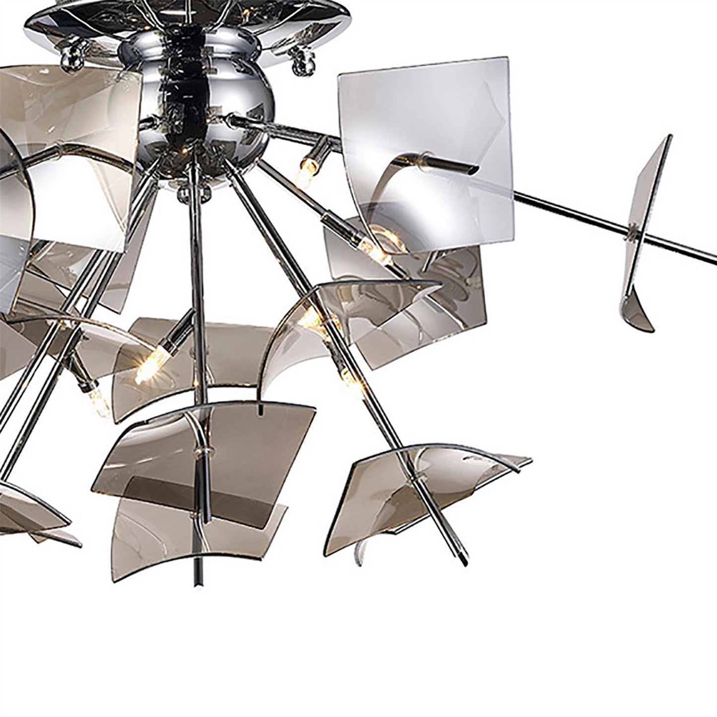 Diyas Meridan 60cm 6 Light G4 Polished Chrome/Smoke Glass, NOT LED/CFL Compatible Ceiling Light Fitting