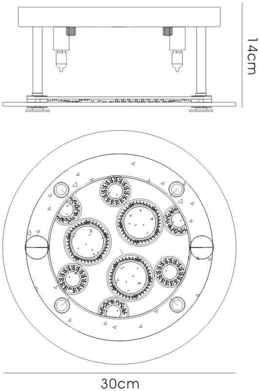 Diyas Destello 30cm Flush Round with Circle Pattern 4 Light G9 Polished Chrome/Crystal Ceiling Light Fitting