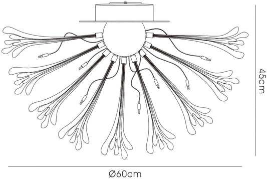 Diyas Love 60cm Small 9 Light G4 Polished Chrome/White Glass, NOT LED/CFL Compatible Ceiling Light Fitting