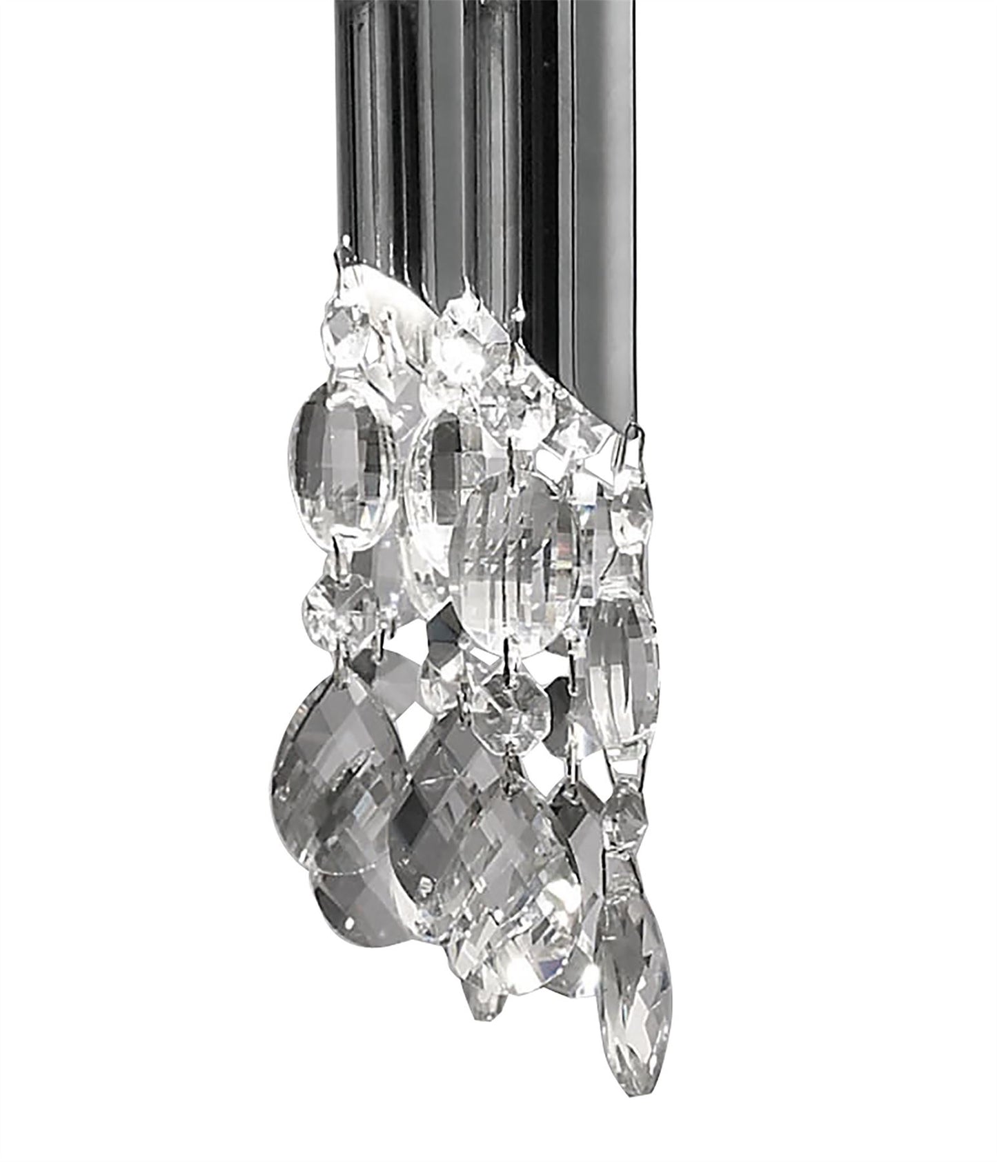 Mantra M3850 Tiffany Pendant 2 Tier 12+12 Light E14+G9, Polished Chrome with White Shades & Clear Crystal