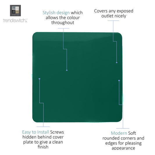 Trendi Artistic Modern Glossy Tactile Single Blanking Plate Dark Green