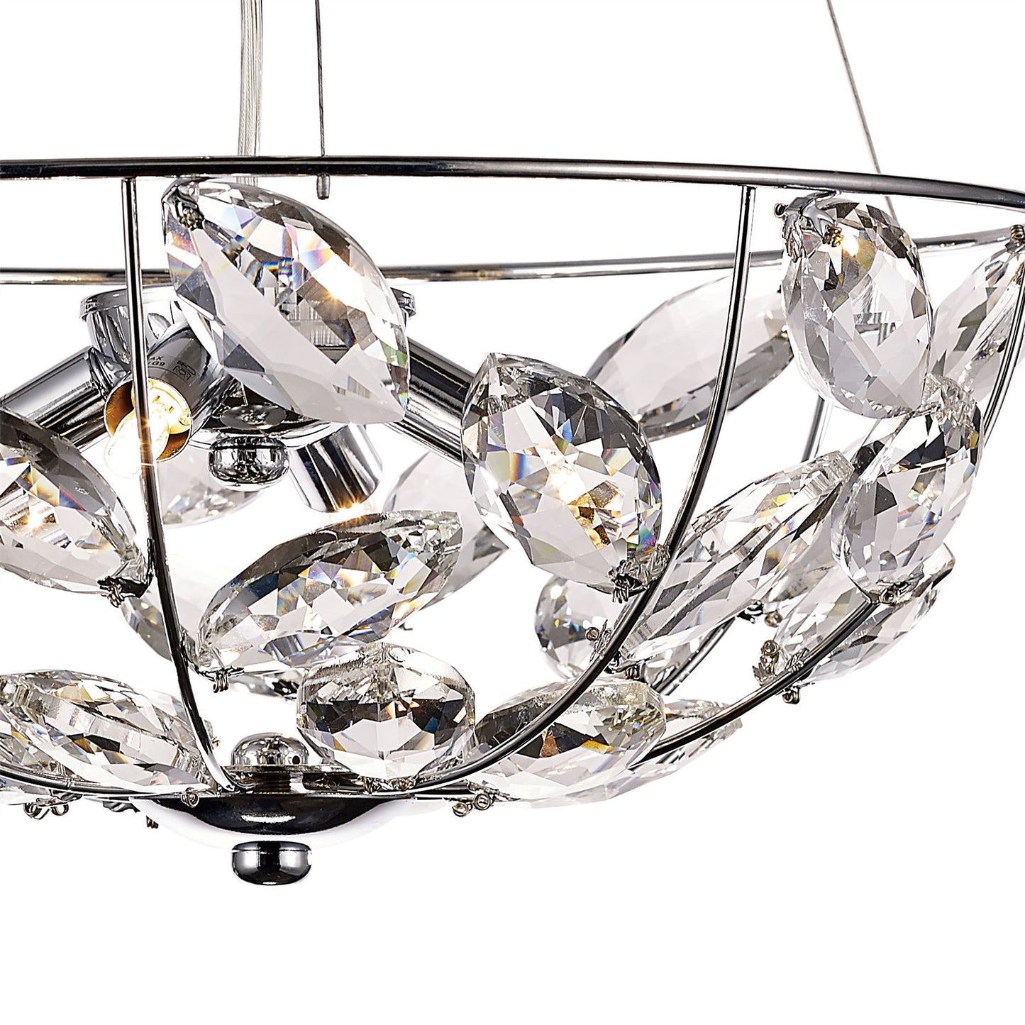 Diyas Galilea 39cm 4 Light G9 Polished Chrome/Crystal Ceiling Pendant Light Fitting