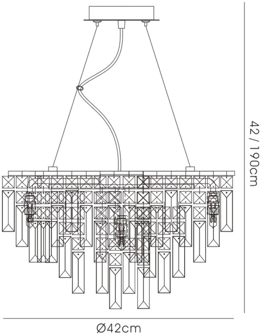 Diyas Maddison 42cm Round 6 Light G9 Rose Gold/Crystal Ceiling Pendant Light Fitting