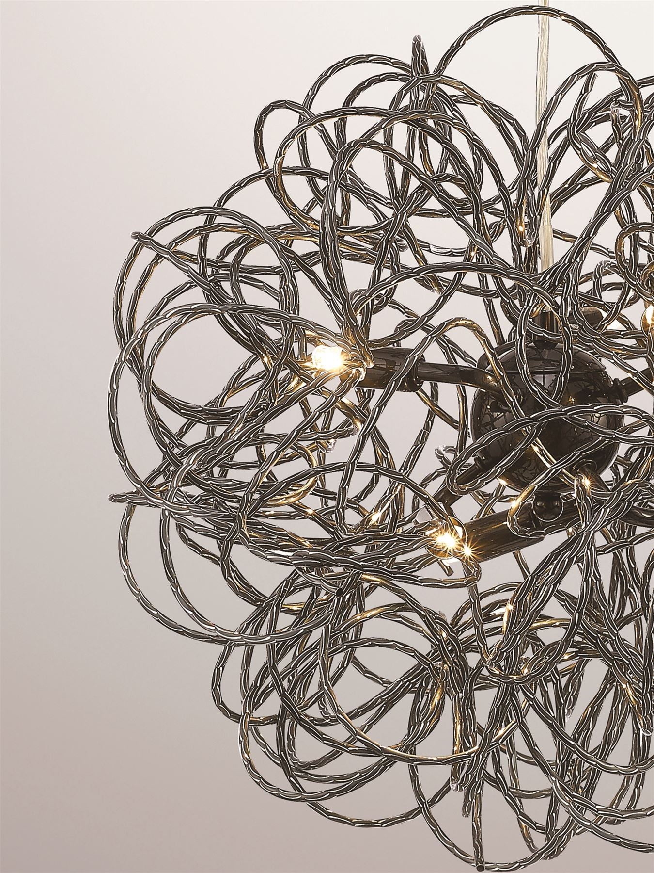 Deco Cassidy Pendant Round Interwinding Aluminium 6 Light G9 Black