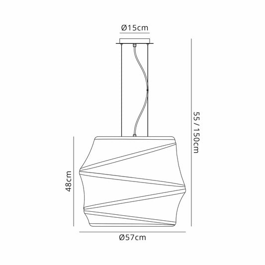 Mantra Bambu 57cm Pendant 1 Light E27 Outdoor IP44, Opal White