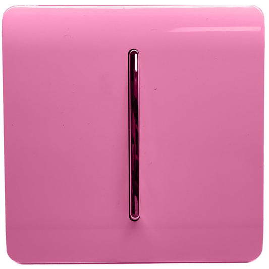 Trendi 1 Gang 2 Way 240V Screwless Artistic Modern Glossy 10 Amp Chrome Rocker Electrical Wall Light Switch in Candy Pink (3 pack)