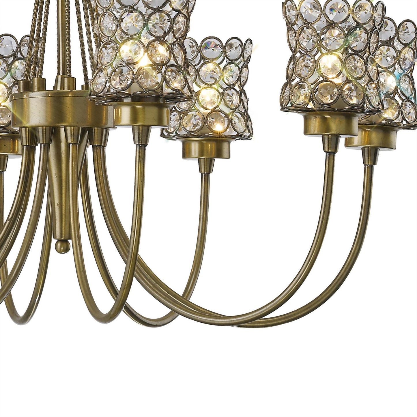 Diyas Nelson 8 Light G9 Antique Brass/Crystal Ceiling Pendant Light Fitting