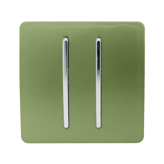 Trendi 2 Gang Artistic Modern Glossy Tactile Home Automation Switch Moss Green