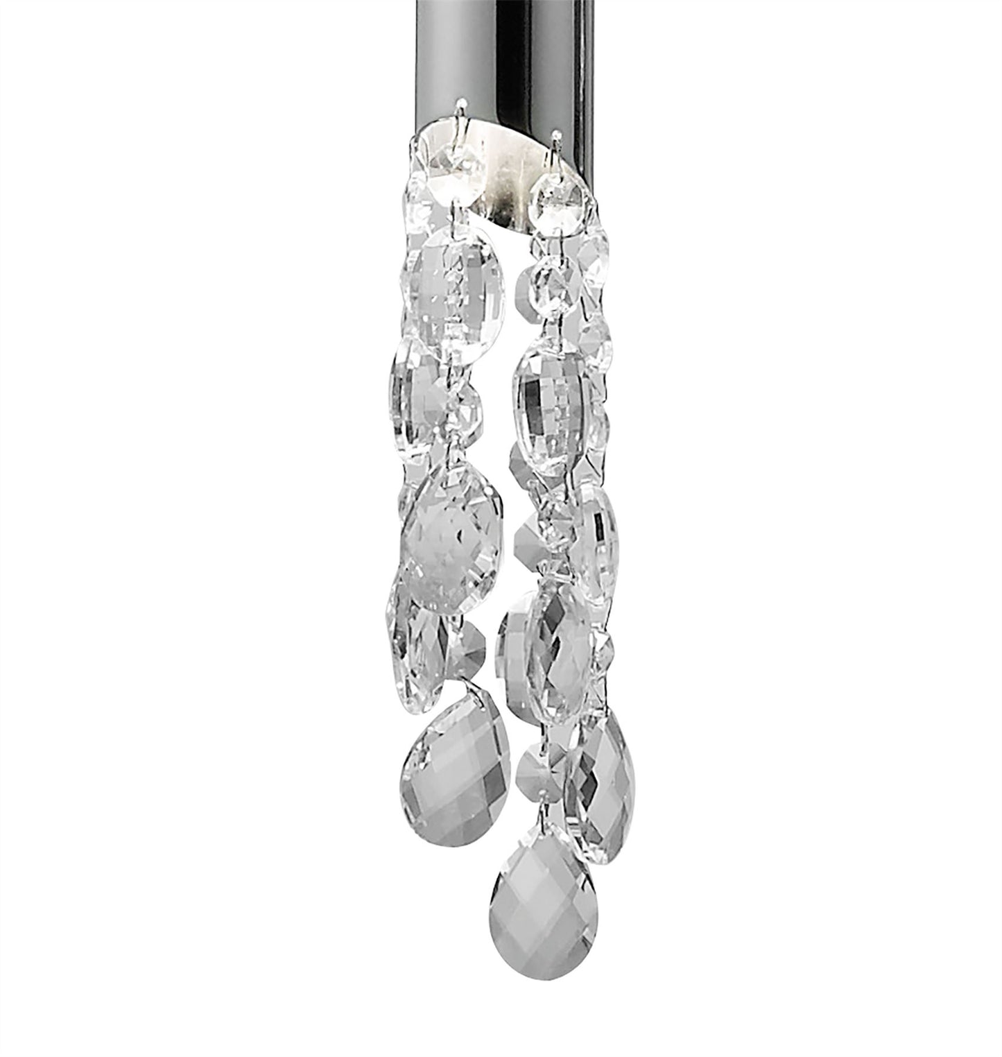 Mantra M3855 Tiffany Linear Pendant 3+3 Light E27+G9 Line, Polished Chrome with White Shades & Clear Crystal