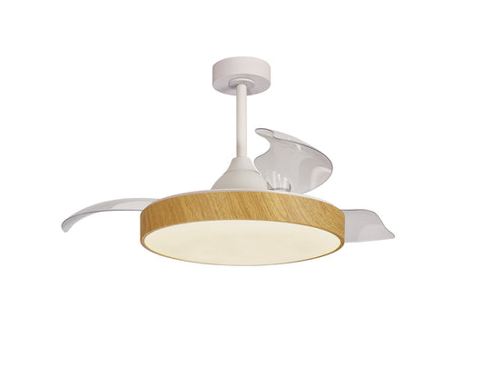 Alaska 50cm 50W LED Dimmable Ceiling Light With Built-In 30W DC Fan, 2700-5000K Remote & APP Control, 3300lm, Wood, 5yrs Warranty