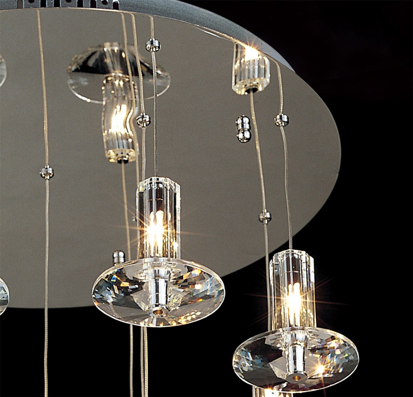 Diyas Troy 50cm Round 13 Light G4 Polished Chrome/Crystal, NOT LED/CFL Compatible Ceiling Pendant Light Fitting