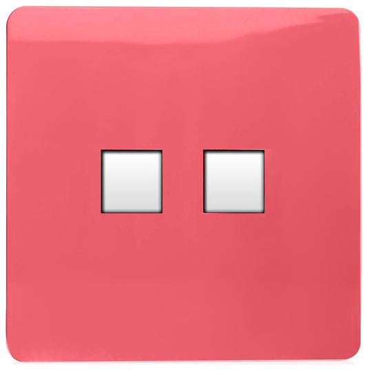 Trendi Artistic Modern Glossy Tactile 2 Gang Telephone Socket Strawberry