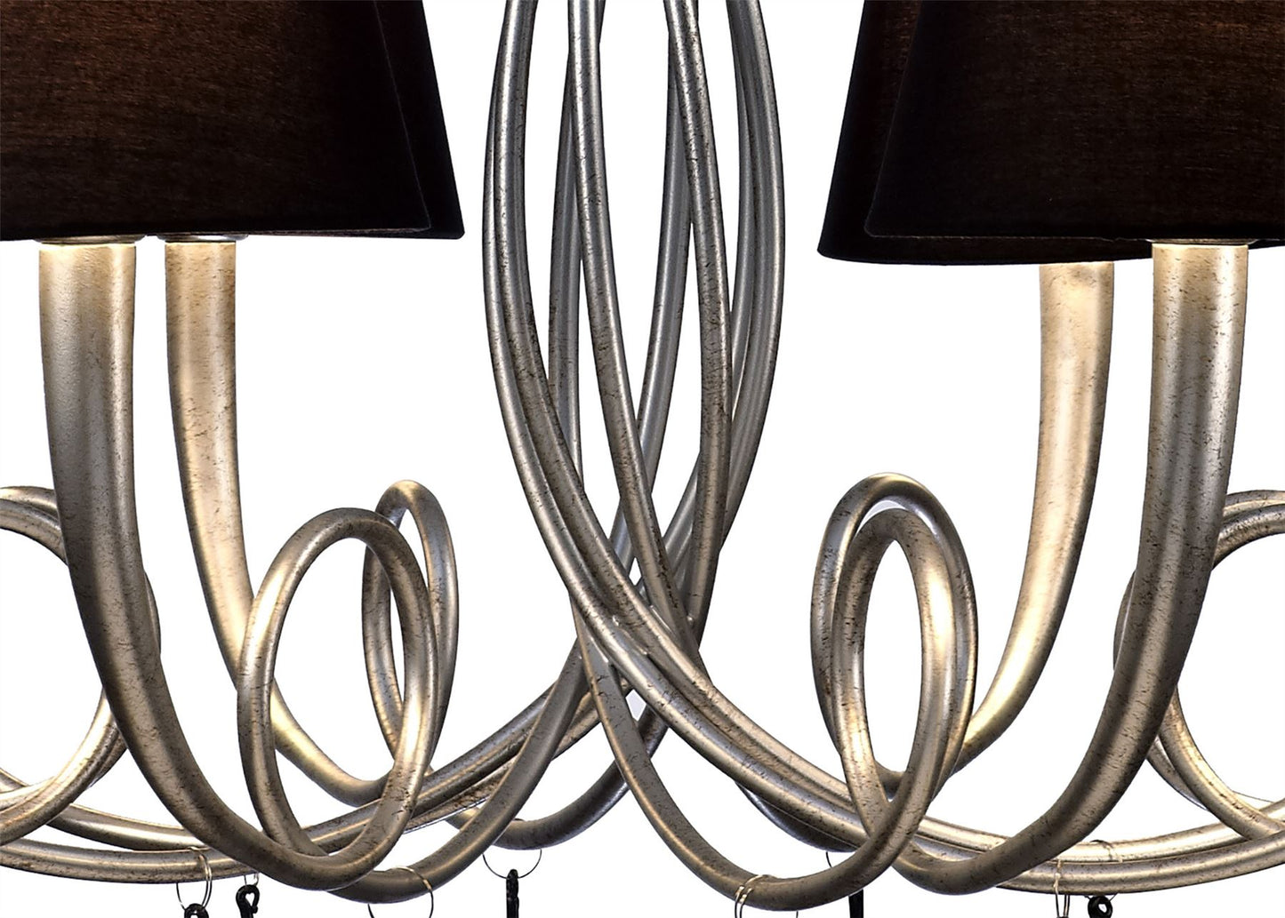 Mantra M6207 Paola Pendant 95cm Round, 8 x E14 (Max 40W), Silver Painting, Black Shades