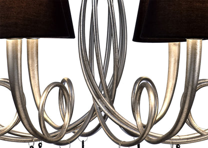 Mantra M6207 Paola Pendant 95cm Round, 8 x E14 (Max 40W), Silver Painting, Black Shades