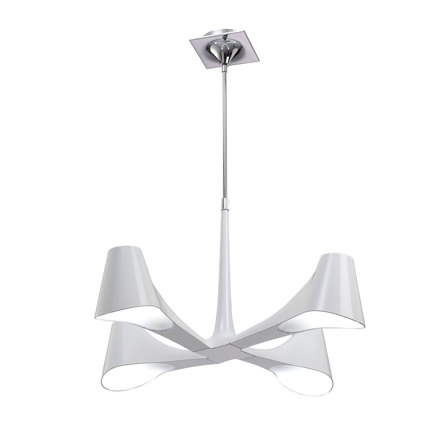 Mantra Ora 72cm Telescopic Convertible To Semi Flush 4 Light E27, Gloss White/White Acrylic/Polished Chrome, CFL Lamps INCLUDED