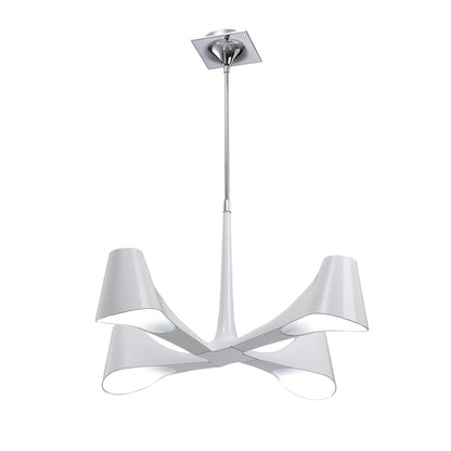 Mantra Ora 72cm Telescopic Convertible To Semi Flush 4 Light E27, Gloss White/White Acrylic/Polished Chrome, CFL Lamps INCLUDED