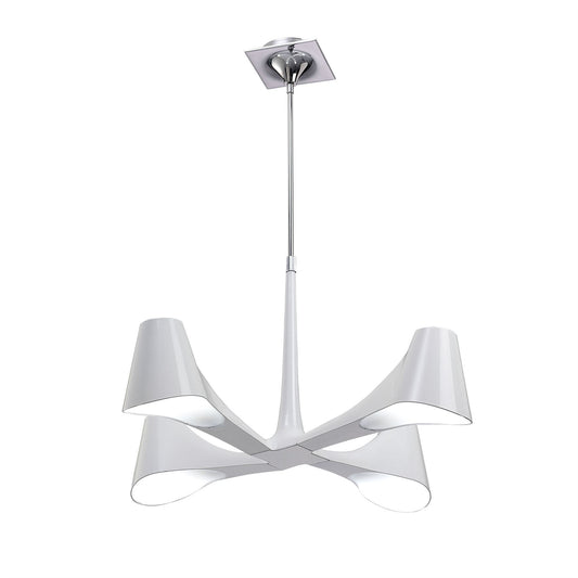 Mantra Ora 72cm Telescopic Convertible To Semi Flush 4 Light E27, Gloss White/White Acrylic/Polished Chrome, CFL Lamps INCLUDED