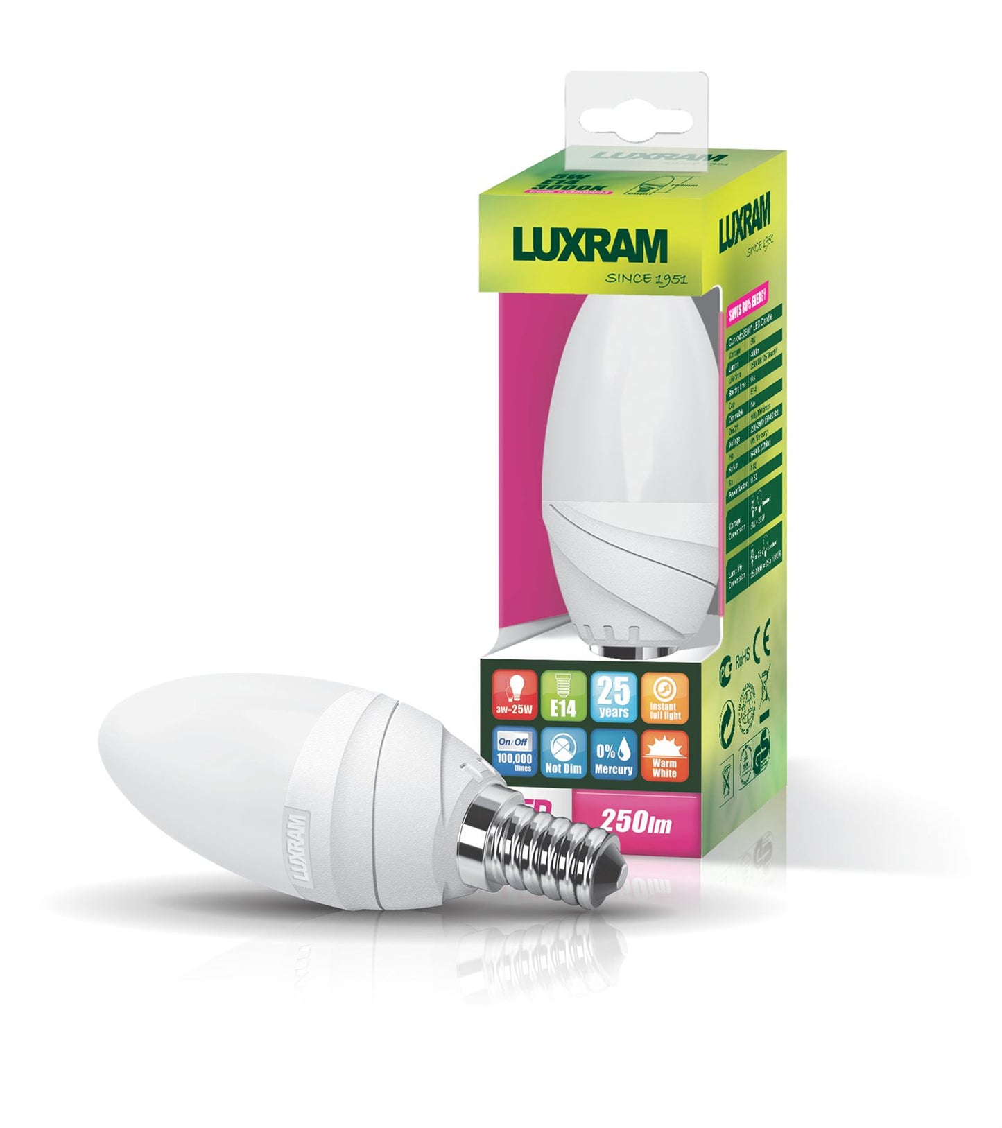 Luxram Curvodo LED Candle E14 4.5W Warm White 2700K 400lm LED
