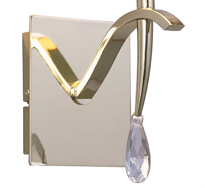 Mantra Siena Wall Light Switched 1 Light E14, Polished Brass with Amber Cream Shade and Clear Crystal