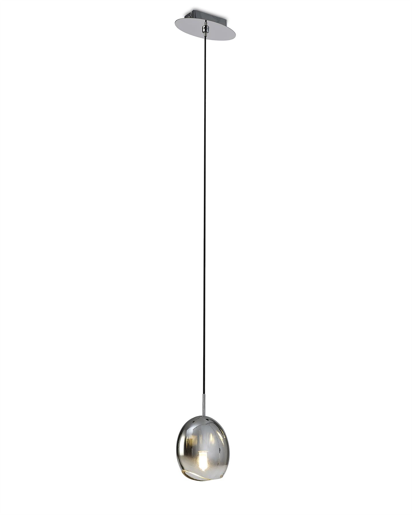 Mantra M6187 Lens Pendant 14cm Round, 1 x G9 (Max 8W) Chrome Glass