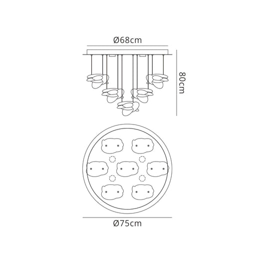 Mantra M5901 Nido Pendant 75cm Round 7 + 4 Lights 42W + 20W LED 3000K, 5080lm, Chrome, 3yrs Warranty