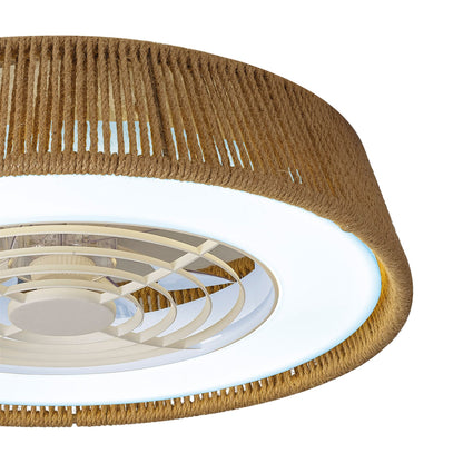 Polinesia Rope 57.5cm 55W LED Dimmable Ceiling Light With Built-In 25W DC Reversible Fan, Beige Oscu, 3800lm, 5yrs Warranty